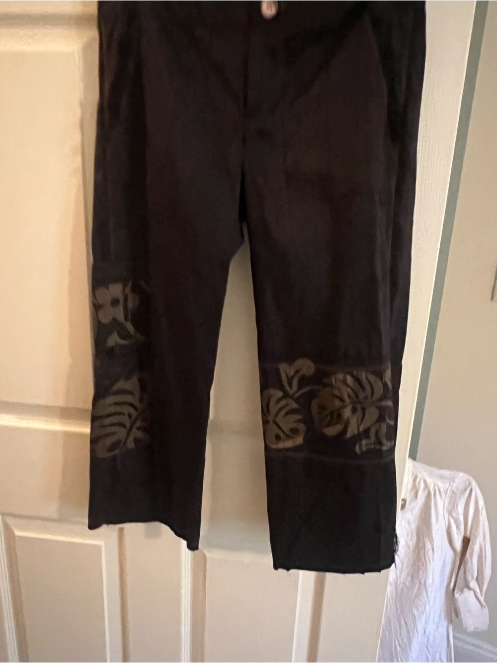 Burning Torch Black Chinos with Leaf Panel Accents